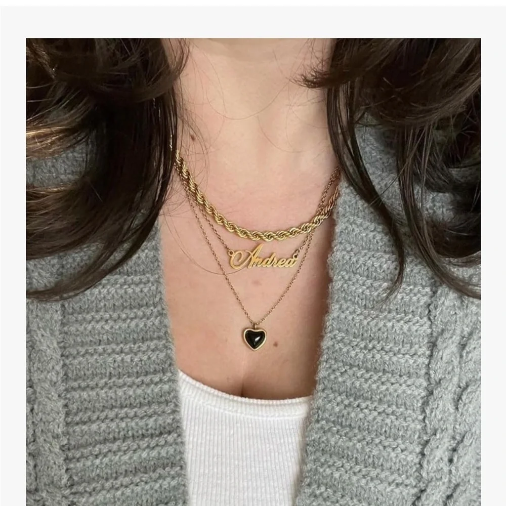 Black Tourmaline Heart Pendant Necklace Gold Chain Natural Gemstone - Picture 4 of 6
